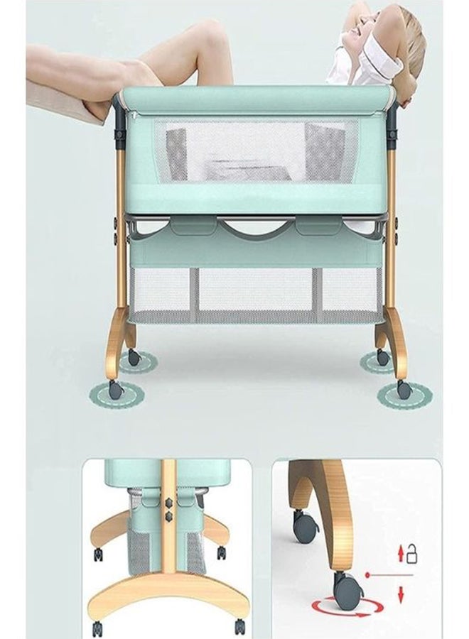 Baby love Portable Movable Foldable Solid Wood Cradle  Multifunctional-Green 33-602-12G  - Image 3