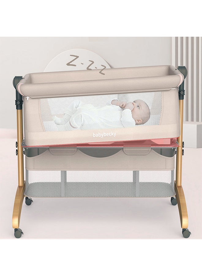 Baby love Multifunctional Portable Movable Foldable Solid Wood Cradle, Beige, 33-602-11B  - Image 3