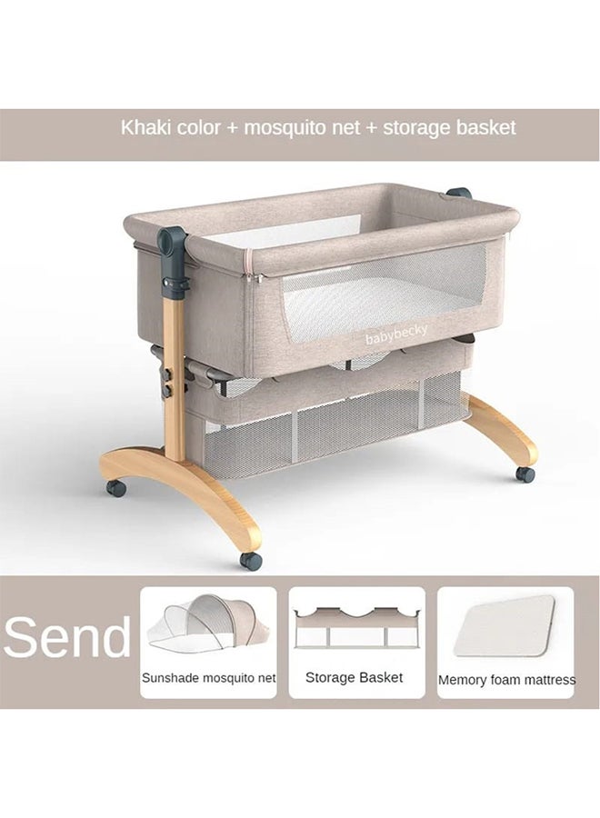 Baby love Multifunctional Portable Movable Foldable Solid Wood Cradle, Beige, 33-602-11B  - Image 4