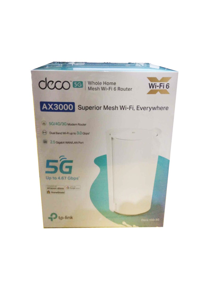 TP-LINK - Deco X50 5G AX3000 Whole Home Mesh Wi-Fi 6 Gateway White - Image 1