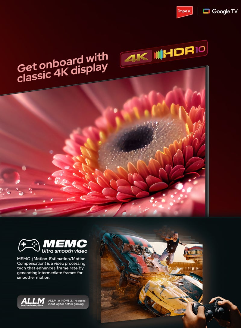 إمبكس تلفزيون 55 بوصة 4K UHD ذكي جوجل LED EvoQ 55S4RLC2 أسود EvoQ 55S4RLC2 أسود - Image 3