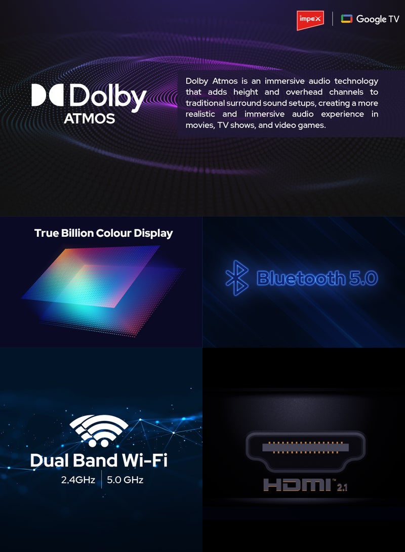 إمبكس تلفزيون 55 بوصة 4K UHD ذكي جوجل LED EvoQ 55S4RLC2 أسود EvoQ 55S4RLC2 أسود - Image 5