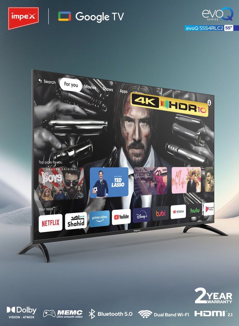 إمبكس تلفزيون 55 بوصة 4K UHD ذكي جوجل LED EvoQ 55S4RLC2 أسود EvoQ 55S4RLC2 أسود - Image 2