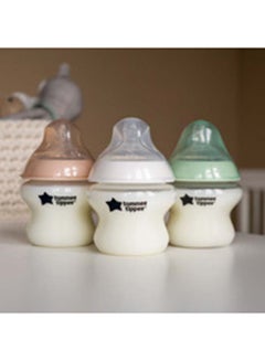 tommee tippee Pack Of 3 Closer To Nature Baby Bottles, Slow-Flow Anti-Colic Valve 0 Months+, 150ml, Multicolour  - Image 2