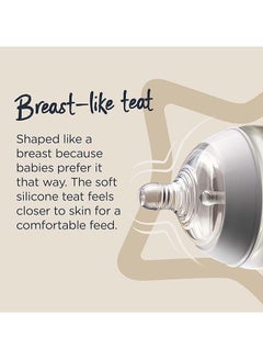 tommee tippee Pack Of 3 Closer To Nature Baby Bottles, Slow-Flow Anti-Colic Valve 0 Months+, 150ml, Multicolour  - Image 5