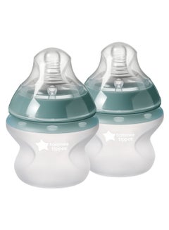 tommee tippee Pack Of 2 Closer To Nature Soft Feel Silicone Baby Bottles, Slow Flow Breast-Like Teat 0 Months+ 150  ml Clear  - Image 2