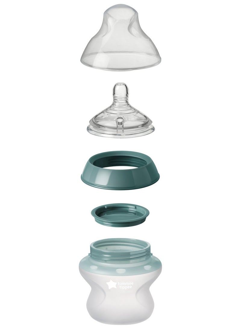 tommee tippee - Pack Of 2 Closer To Nature Soft Feel Silicone Baby Bottles, Slow Flow Breast-Like Teat 0 Months+ 150  ml Clear - Image 1