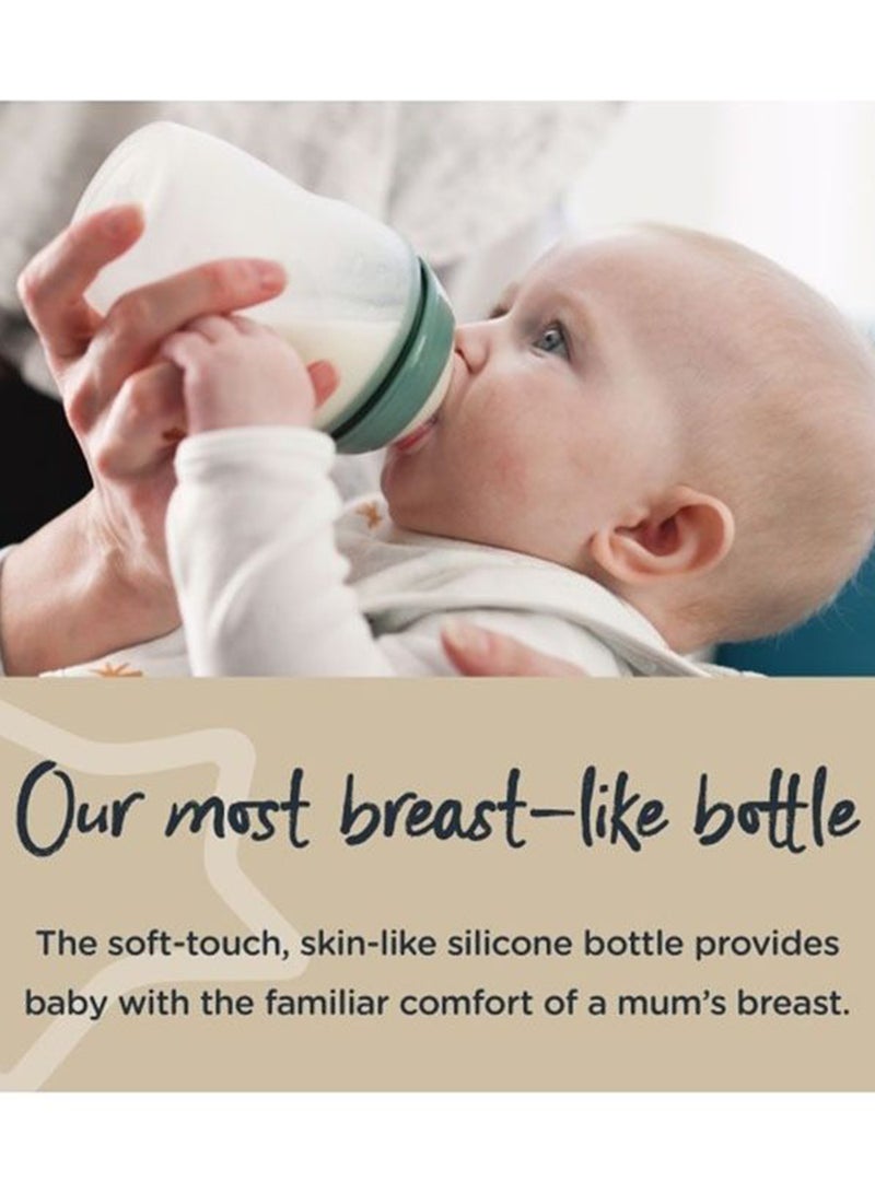 tommee tippee - Pack Of 2 Closer To Nature Soft Feel Silicone Baby Bottles, Slow Flow Breast-Like Teat 0 Months+ 150  ml Clear - Image 1