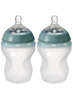 tommee tippee Pack Of 2 Closer To Nature Soft Feel Silicone Baby Bottles, Stain And Odour Resistant 0 Months+ 260  ml Clear  - Image 2