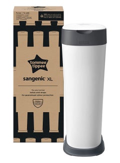 tommee tippee Twist And Click Sangenic XL Nappy Bin, Holds up to 60 Nappies, Eco-Friendlier System, 76cm Tall, Includes 1x Refill Cassette with Sustainably Sourced Antibacterial Greenflim  - Image 1