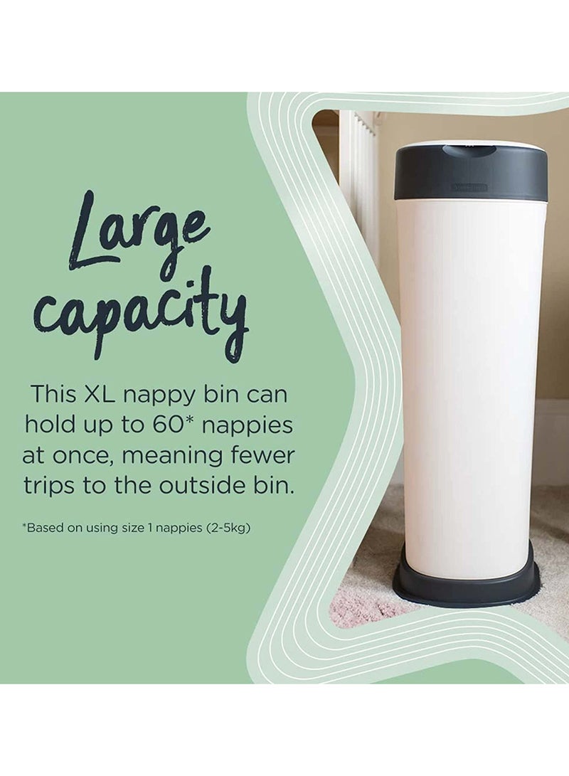 tommee tippee Twist And Click Sangenic XL Nappy Bin, Holds up to 60 Nappies, Eco-Friendlier System, 76cm Tall, Includes 1x Refill Cassette with Sustainably Sourced Antibacterial Greenflim  - Image 4