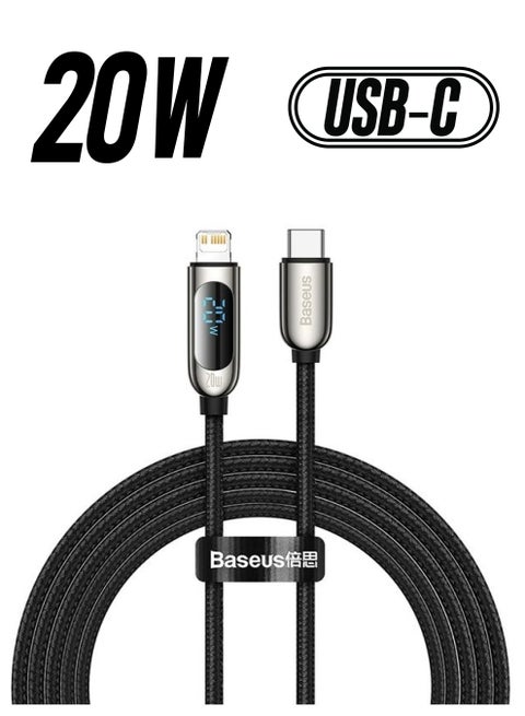 USB C to Lightning Cable, 20W PD Type C to Lightning Cord with LED Display Compatible with iPhone 14 Pro Max 13/13 Pro 12 Pro Max 12 11 X XS XR 8 Plus, AirPods Pro, Supports Power Delivery 2M Black