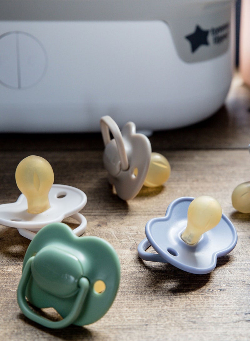 تومي تيبي - Pack Of 4 Breast-Like Soother Skin-Like Texture Symmetrical Orthodontic Design, 0-6 Months Dummies For Boy - Image 1