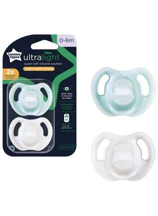 Pack Of 2 Ultra-Light Silicone Soother, Symmetrical Orthodontic Design, BPA-Free, One-Piece Design 0-6M Dummies - pnsku/N53404407A/45/_/1702903738/55a98525-a189-4311-968f-483966cb9b7b