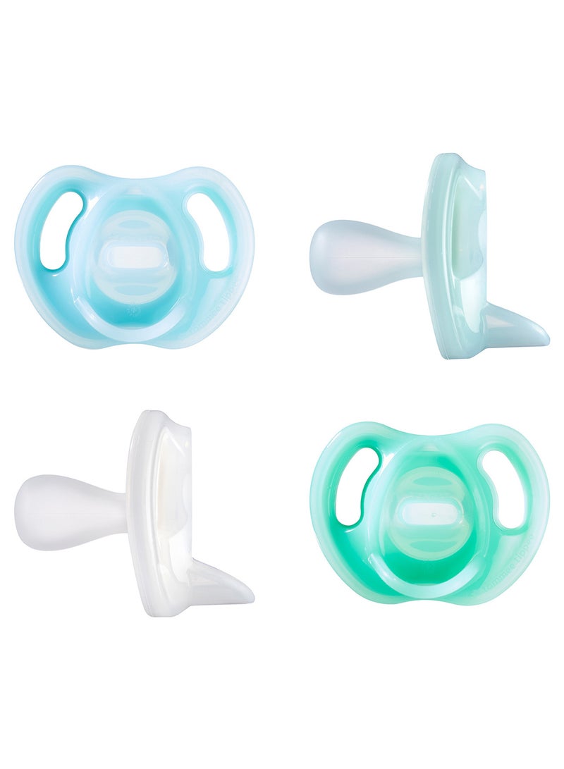 تومي تيبي Pack Of 4 Ultra-Light Silicone Pacifiers, Symmetrical Orthodontic Design, 0 - 6 Months  - Image 1