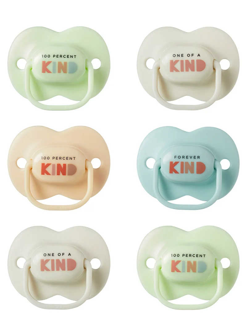 tommee tippee Pack Of 6 Anytime Soothers Symmetrical Orthodontic Design BPA-Free Silicone Baglet For 0-6 Months Multicolour