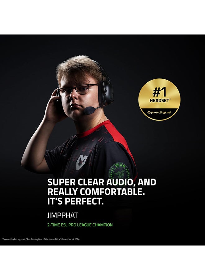 RAZER BlackShark V2 Pro Wireless Gaming Headset 2023 Edition: Detachable Mic, Pro-Tuned FPS Profiles, Ultra-Soft Memory Foam, PC, PS5, Xbox Series X & S, Mobile - 70 Hr Battery Life - Black - Image 2