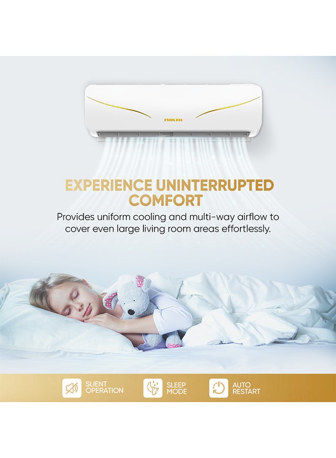 NIKAI 2 Ton Rotary Split AC, Energy Efficient Cooling Air Conditioner with T3 Tropical Rotary Compressor, R410 Gas, 4 Way Swing, 24000 BTU AC, Gold Fin technology, Auto Restart, Best for Home & Office use NSAC24131N25IN/24A White  - Image 4