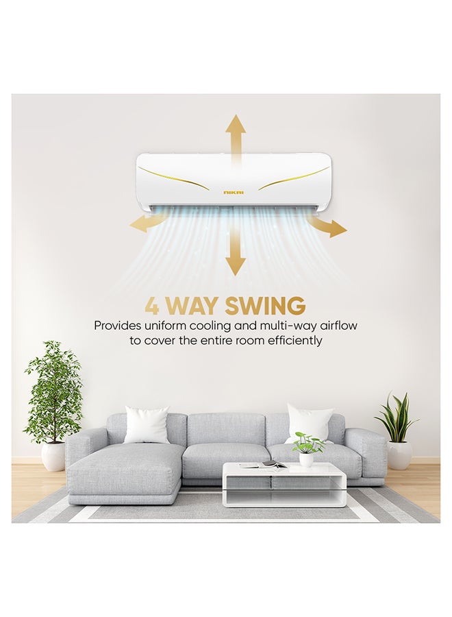 NIKAI - 2 Ton Rotary Split AC, Energy Efficient Cooling Air Conditioner with T3 Tropical Rotary Compressor, R410 Gas, 4 Way Swing, 24000 BTU AC, Gold Fin technology, Auto Restart, Best for Home & Office use NSAC24131N25IN/24A White - Image 1