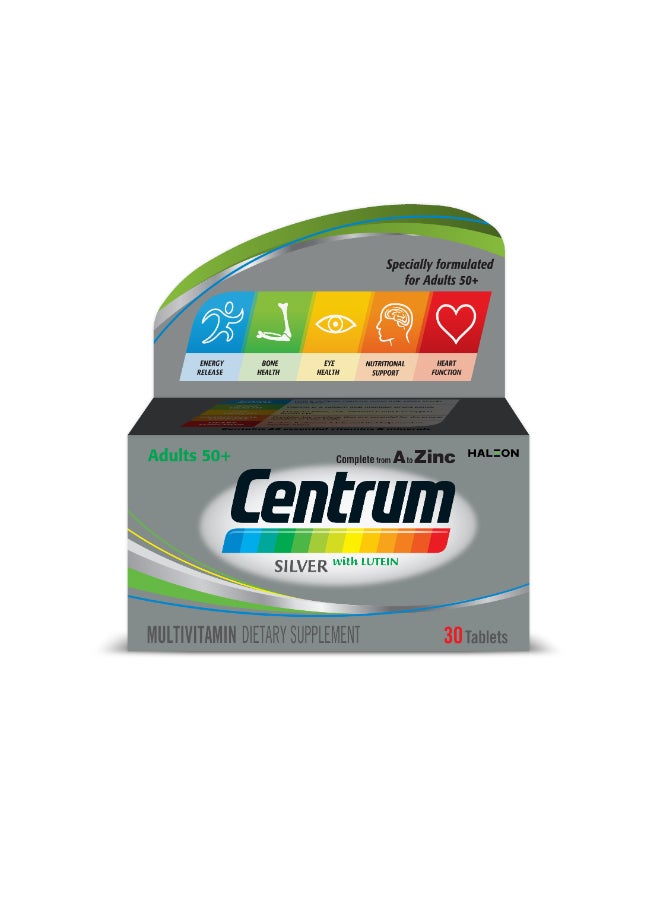 Centrum Silver 50+ with Lutein – Multivitamin & Mineral Supplement -30 Tablets  - Image 1