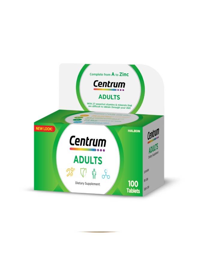 سنتروم ١٠٠ قرص - سنترم متعدد الفيتامينات والمعادن من الألف إلى الزنك للبالغين مع اللوتين – يحتوي على فيتامينات B وC وD والمعادن الأساسية - Image 2