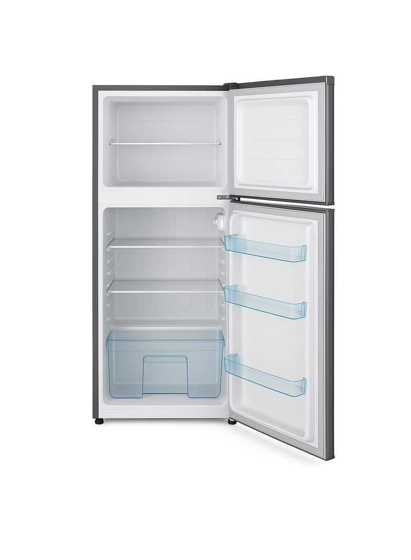 275L Gross / 190L Net, Top Mount Double Door Refrigerator, With Vegetable Crisper And Adjustable Glass Shelves,  Convenient Defrosting And Temperature Control, Ideal For Kitchen, Bedroom, Office And Hotels 296 kW NRF275DN3S Grey