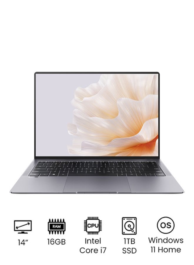 HUAWEI Matebook X Pro 2023 Laptop With 14-Inch Display, Core i7-1360P Processor/16GB RAM/1TB SSD/Intel UHD Graphics/Windows 11 Home English/Arabic Grey  - Image 1