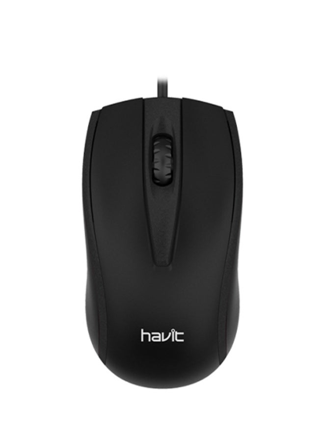 havit MS871 Wired USB Mouse ,1200 DPI With Multi Hand Using, Black  - Image 1