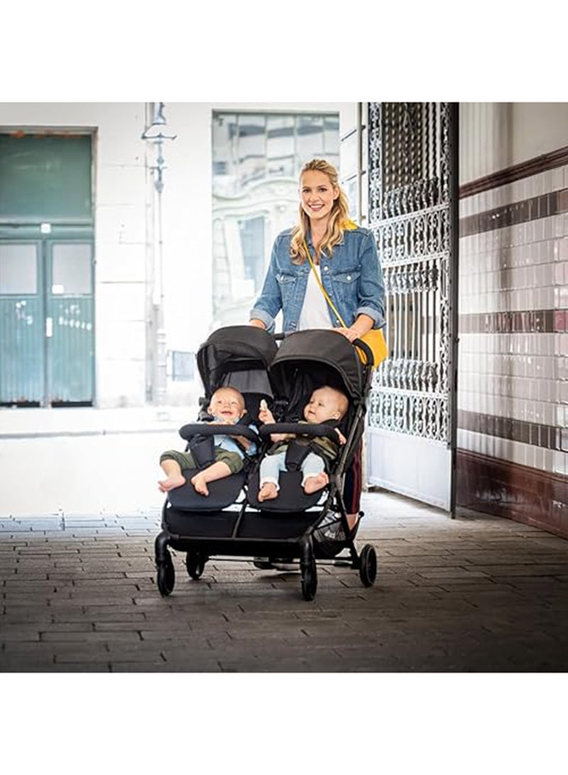 hauck - Swift X Duo Twin Pushchair, Blackside By Side Double (Only 75Cm Wide), Compact And One Hand Folding With Raincover - Image 1