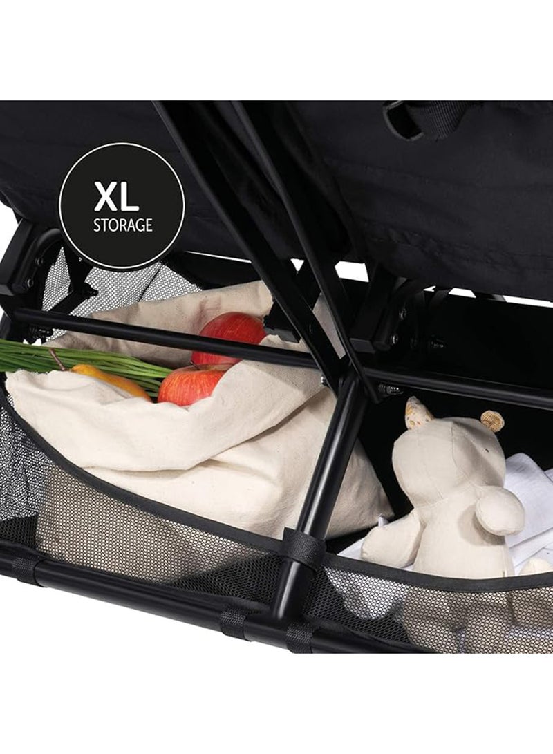 hauck - Swift X Duo Twin Pushchair, Blackside By Side Double (Only 75Cm Wide), Compact And One Hand Folding With Raincover - Image 1