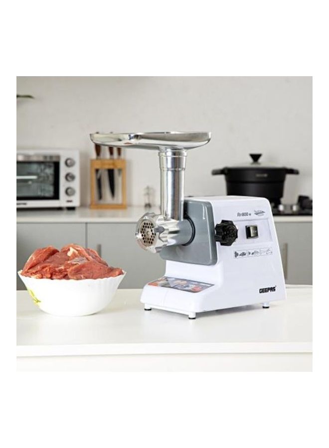 جيباس مفرمة لحم كهربائية مع مفرمة ، ألواح تقطيع معدنية ، ملحقات ، تروس معدنية ، شفرة من الفولاذ المقاوم للصدأ ، سعة 1 كجم ، 2000 وات - أبيض / أسود / فضي / - GMG767 1 kg 2000 W GMG767BS ابيض - Image 2