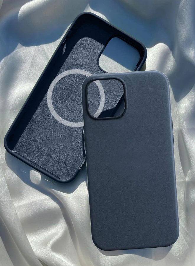 MARGOUN iPhone 13 Case And Cover Leather Case With Magsafe Midnight Blue - Image 3