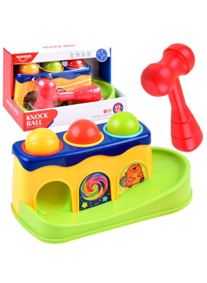 هوانجر كرة تعليمية ملونة للأطفال - منصة تكديس مع مطرقة بلاستيكية للأطفال الصغار - Image 1