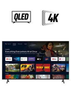 تلفزيون ذكي Android مقاس 75 بوصة بدون حواف 4K QLED معتمد رسميًا من Google مع Dolby Vidion.Atmos وChrome Cast المدمج وجهاز التحكم الصوتي &quot;OK GOOGLE&quot; -