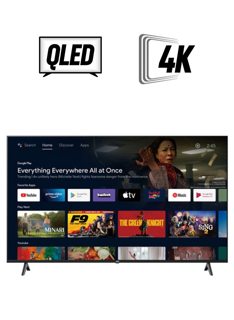 جي في سي تلفزيون ذكي Android مقاس 75 بوصة بدون حواف 4K QLED معتمد رسميًا من Google مع Dolby Vidion.Atmos وChrome Cast المدمج وجهاز التحكم الصوتي &quot;OK GOOGLE&quot; -  - Image 1