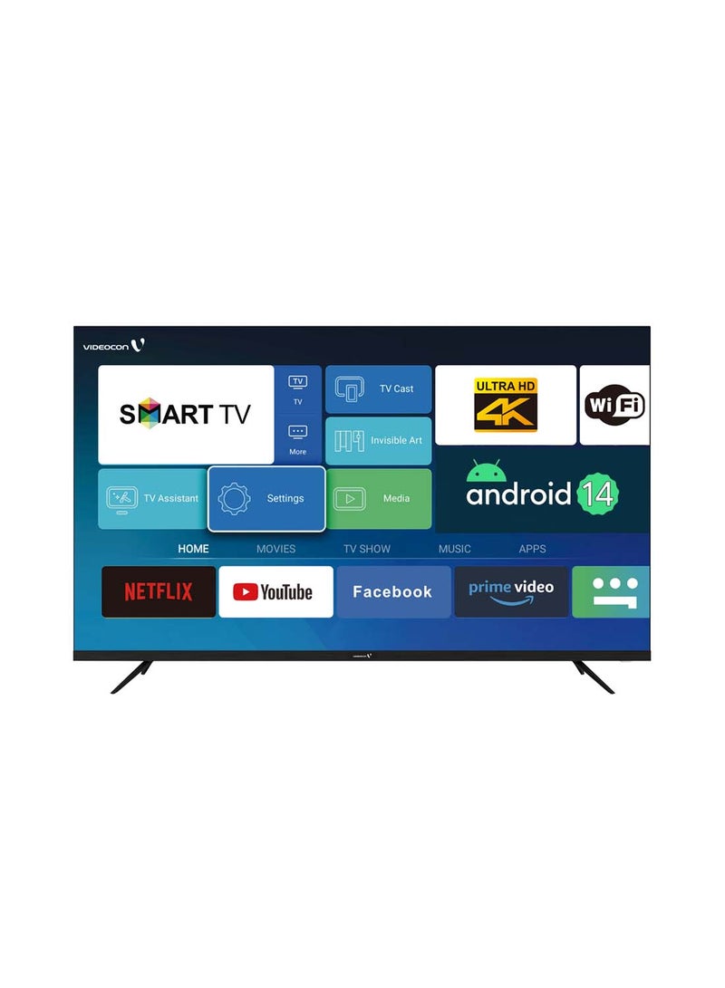 VIDEOCON 65-Inch 4K UHD Edgeless Smart TV With Android 11, Voice Air Mouse Dolby Audio And Wall Mount In The Box - E65EL1100 Black - Image 1