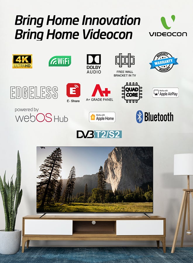 VIDEOCON 75-Inch 4K UHD Powered By LG WebOS Hub Edgeless TV With Magic Remote Dolby Audio And Wall Mount In The Box - E75ELWO1100 Black - Image 2