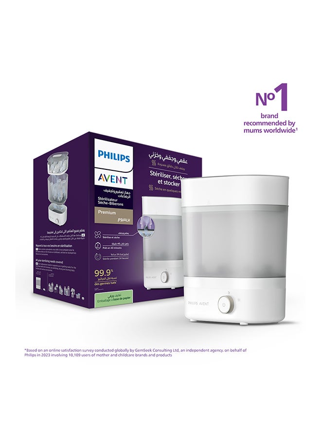 Philips Avent Premium Steam Sterilizer And Dryer | No.1 Brand Recommended By Moms Worldwide | Sterilize| Dry And Store | Removes 99.9% Of Bacteria| Chemicals Free| Capacity 6 Bottles/Teats/Accessories| Modular Space Saving Design I Stays Sterile Upto 24Hrs* - Image 1