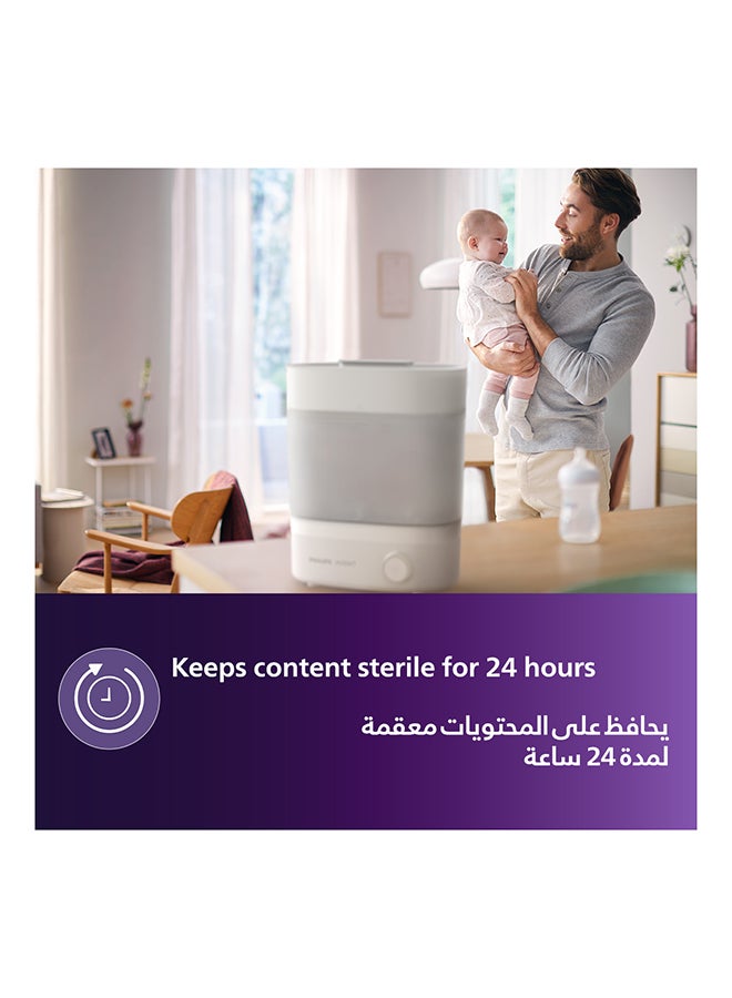 Philips Avent Premium Steam Sterilizer And Dryer | No.1 Brand Recommended By Moms Worldwide | Sterilize| Dry And Store | Removes 99.9% Of Bacteria| Chemicals Free| Capacity 6 Bottles/Teats/Accessories| Modular Space Saving Design I Stays Sterile Upto 24Hrs* - Image 4