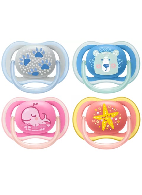 Ultra Air Free - Flow Pacifier, Soother, 6 - 18 Months , Mixed, Deco, 2 Count, Scf085, 06