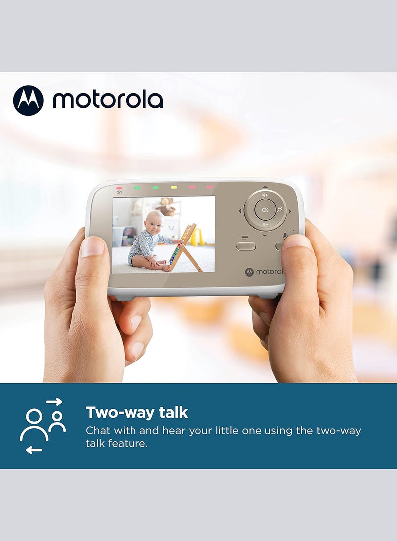 Motorola - Motorola 2.8 inches Video Baby Monitor with  Digital Zoom, Two-Way Audio, and Room Temperature Display - White - Image 1