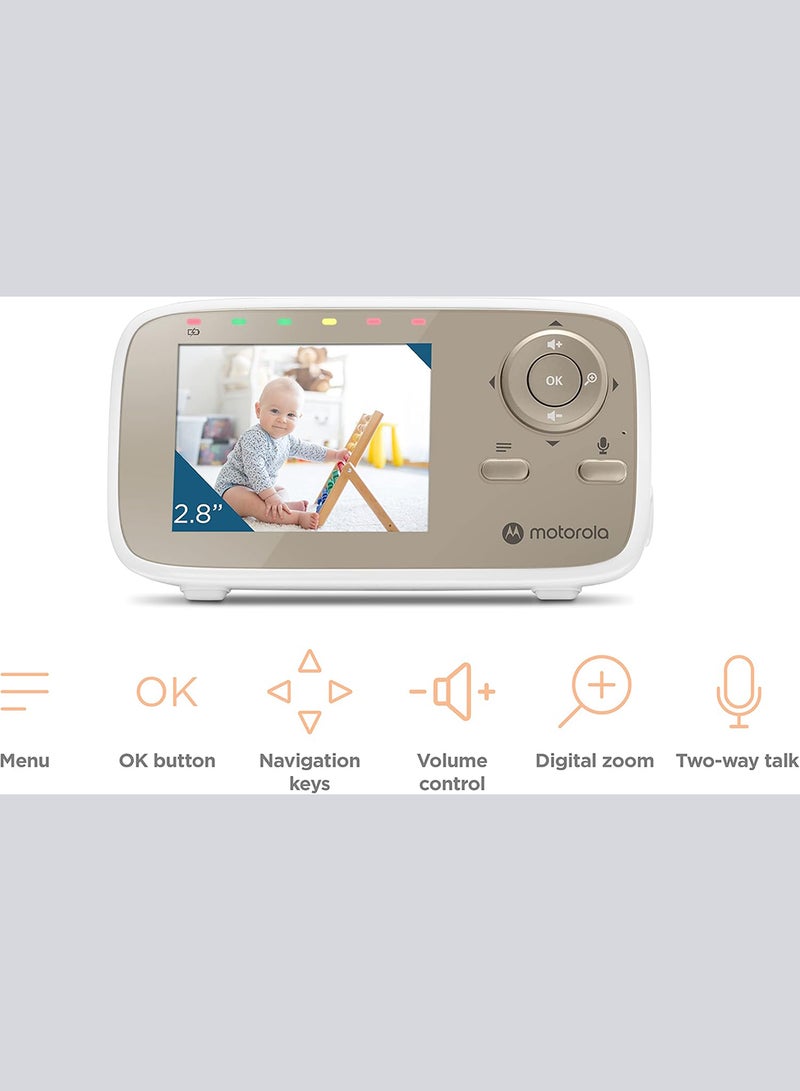 Motorola - Motorola 2.8 inches Video Baby Monitor with  Digital Zoom, Two-Way Audio, and Room Temperature Display - White - Image 1