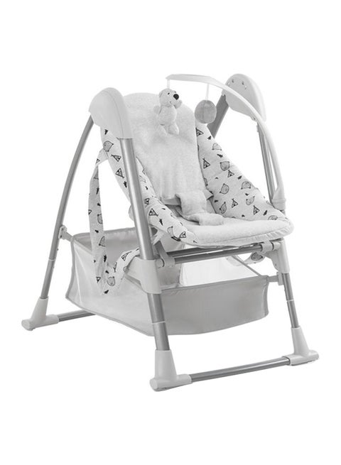 Sit N Relax 3-In-1 includes Baby Bouncer and High Chair, Compact & Foldable, with Plush Toys, Grey 0M+
