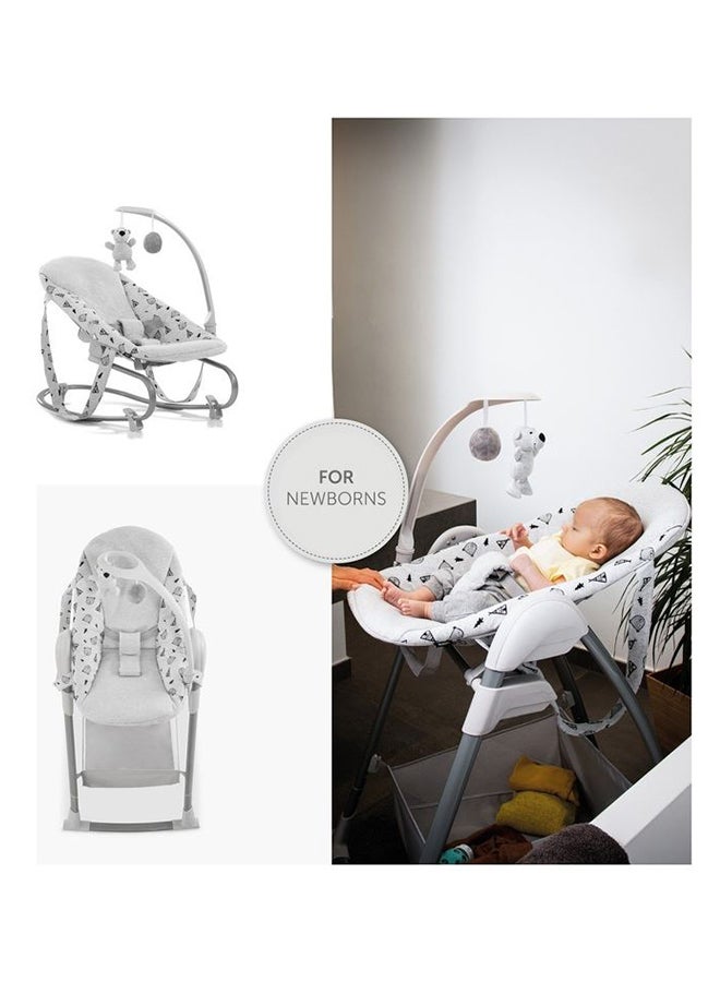 hauck - Sit N Relax 3-In-1 includes Baby Bouncer and High Chair, Compact & Foldable, with Plush Toys, Grey 0M+ - Image 1
