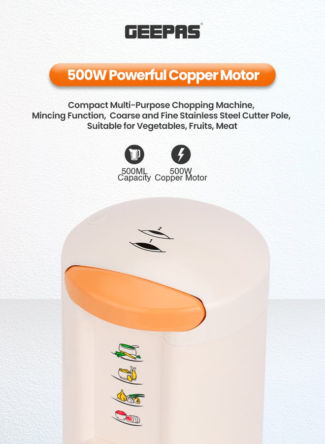 Electric Multipurpose Chopper With 4 Stainless Steel Blades 500 ml 400 W GMC42012N White/Gold