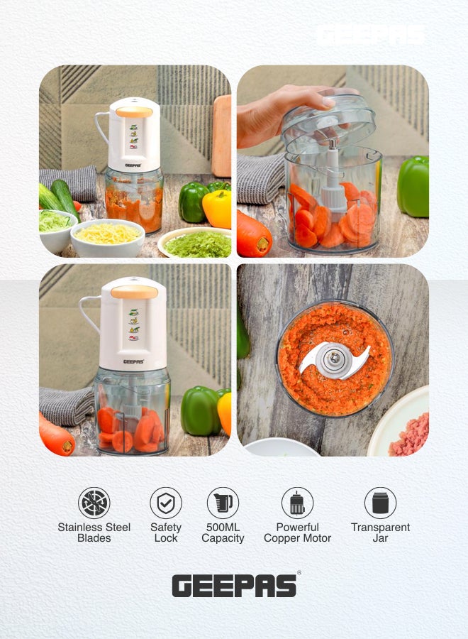 Electric Multipurpose Chopper With 4 Stainless Steel Blades 500 ml 400 W GMC42012N White/Gold