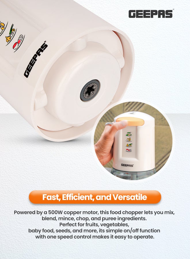Electric Multipurpose Chopper With 4 Stainless Steel Blades 500 ml 400 W GMC42012N White/Gold