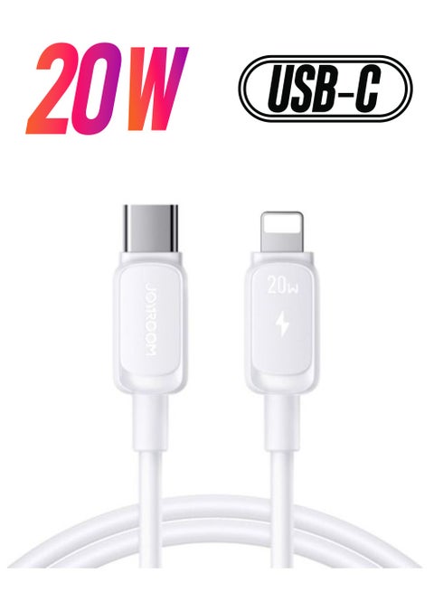 Charger Type C To Lightning Fast Charging Power Delivery PD 20W Cable For iPhone 14 iPad And 14 Pro 14 Plus 14 Pro Max 8 To 14 All Series White