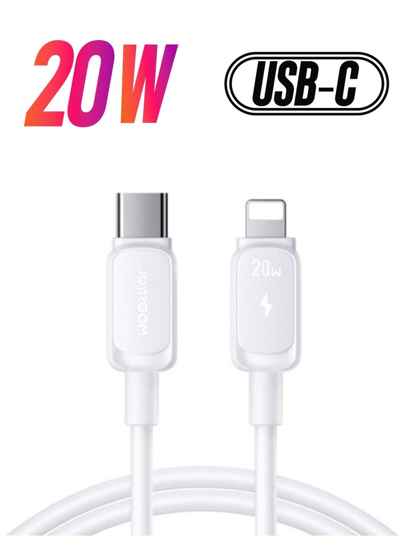 JOYROOM - Charger Type C To Lightning Fast Charging Power Delivery PD 20W Cable For iPhone 14 iPad And 14 Pro 14 Plus 14 Pro Max 8 To 14 All Series White - Image 1