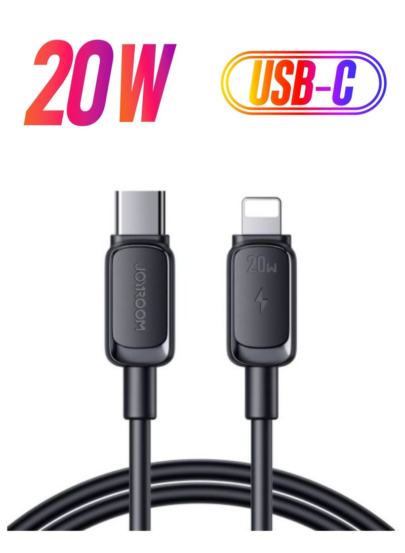 JOYROOM - Charger Type C Lightning Fast Charging Power Delivery PD 20W Cable For iPhone 14 iPad And 14 Pro 14 Plus 14 Pro Max 8 To 14 All Series Black - Image 1